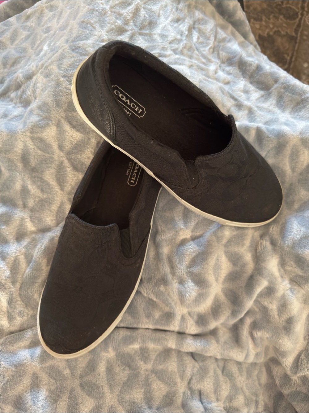 Coach Alegra Black Signature Jacquard Slip On Sneakers Womens 8.5 A1688 - Picture 2 of 6